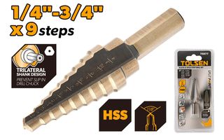 STEP DRILL BITS 9 STEPS 1/4 - 3/4 INCH