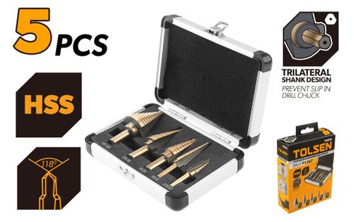 STEP DRILL BITS SET 5PC BLACK & GOLD