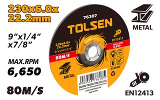 GRINDING WHEEL DEPRESSED CENTRE 230 x 6.0 x 22.2MM