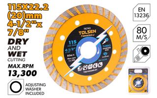 DIAMOND CUTTING DISC TURBO 115 x 22.2MM