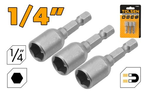 MAGNETIC NUT SOCKET SET 1/4 INCH 3PC