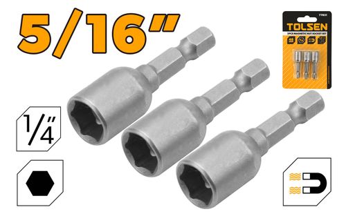 MAGNETIC NUT SOCKET SET 15/16 INCH 3PC