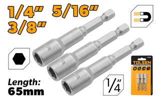 MAGNETIC NUT SOCKET SET 1/4, 5/16, 3/8 INCH 3PC