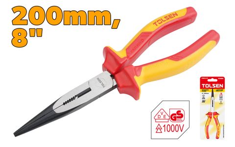 INSULATED LONG NOSE PLIERS 200MM 8 INCH