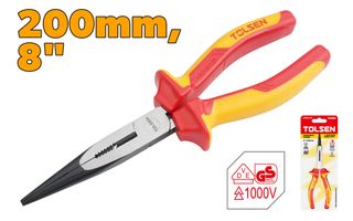 INSULATED LONG NOSE PLIERS 200MM 8 INCH
