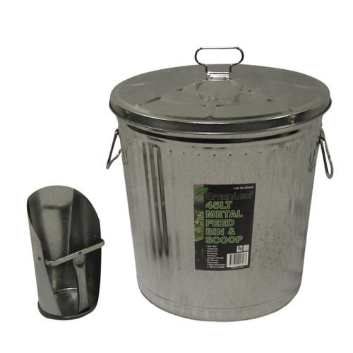 FEED BIN METAL 45L WITH SCOOP