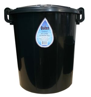 BIN RUBBISH BLACK PLASTIC 60L