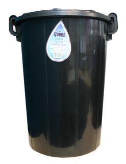BIN RUBBISH BLACK PLASTIC 70L