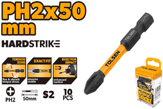 10PCS IMPACT SCREWDRIVER BIT SET PH2 x 50MM