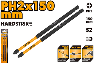2PCS IMPACT SCREWDRIVER BIT SET PH2 x 150MM