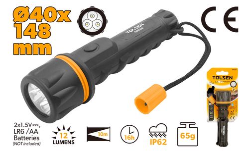 LED FLASHLIGHT 3LED 40 x 148MM