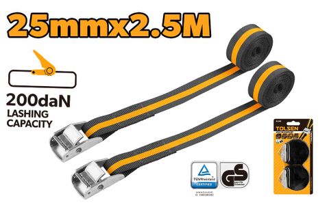 TIE DOWN RATCHET SET 2PC 25MM x 2.5M/100KG
