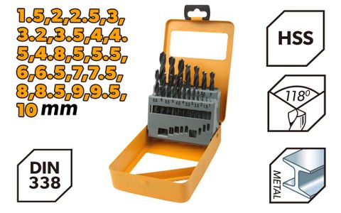 DRILL BIT SET HSS TWIST 19PC 1.0-10MM