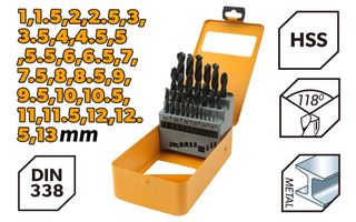DRILL BIT SET HSS TWIST 25PC 1.0-13MM