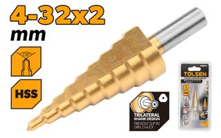 STEP DRILL TITANIUM COATED 4-32 x 2MM