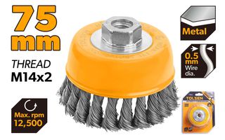 WIRE CUP BRUSH TWIST KNOT M14 75MM