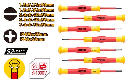 INSULATED PRECISION SCREWDRIVER SET 7PC
