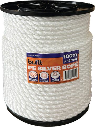 ROPE PE ON SPOOL SILVER 12MM x 100M