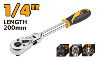 FLEXIBLE HEAD RATCHET HANDLE 200MM 1/4" DRIVE