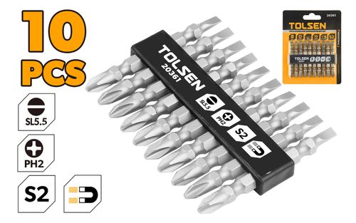 SCREWDRIVER DOUBLE BITS SET PH2/SL5.5 10PC