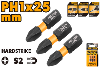 3PCS IMPACT SCREWDRIVER BIT SET PH1 x 25MM