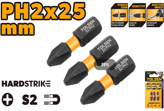 3PCS IMPACT SCREWDRIVER BIT SET PH2 x 25MM