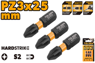 3PCS IMPACT SCREWDRIVER BIT SET PZ3 x 25MM
