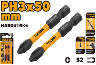 2PCS IMPACT SCREWDRIVER BIT SET PH3 x 50MM