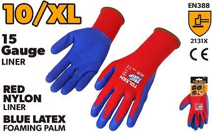 WORKING GLOVES LATEX BLUE PALM