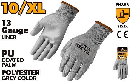 WORKING GLOVES GREY PU COATED PALM