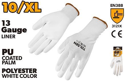 WORKING GLOVES WHITE PU COATED PALM