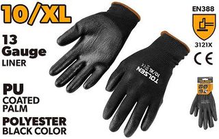 WORKING GLOVES BLACK PU COATED PALM