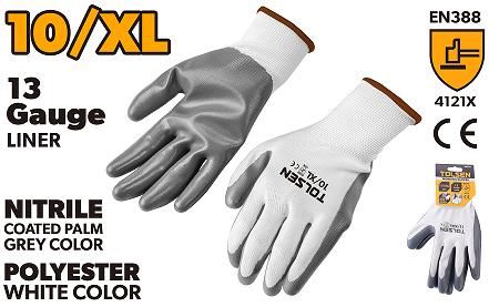 WORKING GLOVES NITRILE COATED GREY PALM