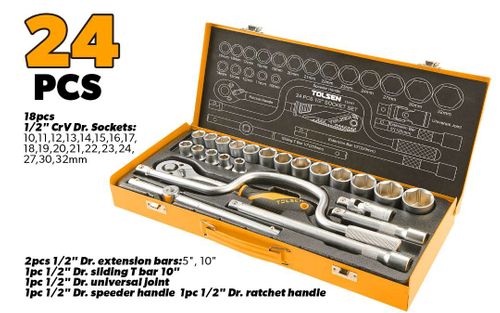 SOCKET SET 1/2 INCH 24PCS