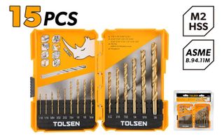 DRILL BIT SET HSS TWIST 15PC 1/16-3/8 INCH