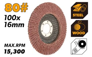 100X16MM 80G ALUMINIUM FLAP DISC