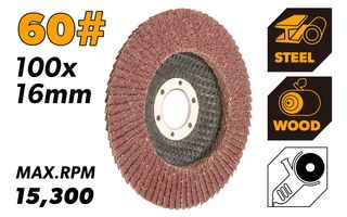 100X16MM 60G ALUMINIUM FLAP DISC