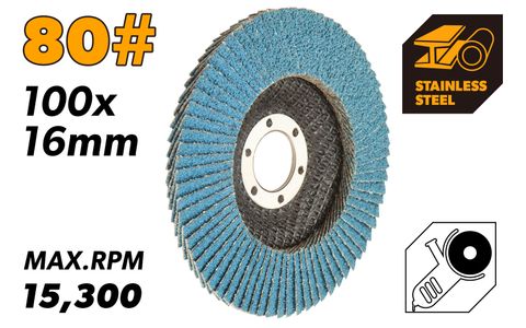 100X16MM 80G ZIRCONIA FLAP DISC
