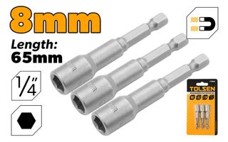 MAGNETIC NUT SOCKET SET 8 x 65MM 3PC