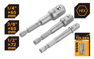 DRIVE SOCKET ADAPTOR SET 1/4, 3/8,1/2 INCH 3PC