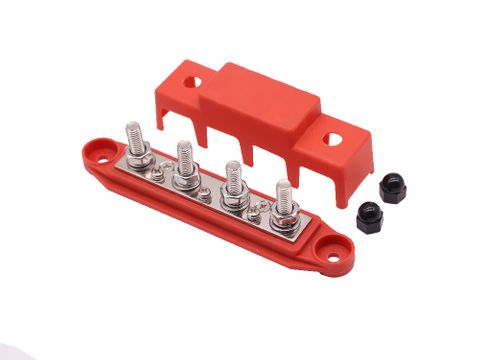 4 Way Bus Bar Red M8 Stud (250A)