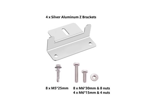 Aluminium Z Bracket Kit -100mm Silver