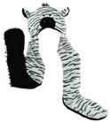 PLUSH HAT WITH PAWS - ZEBRA