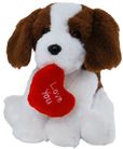 DOG WITH HEART 18CM BROWN & WHITE