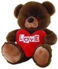 LOVE BEAR WITH HEART BROWN 25CM (FEB)