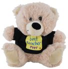 BEAR BEIGE BEST TEACHER BLK SHIRT 18CM