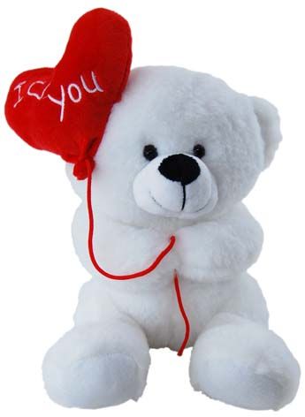 BEAR WHITE WITH BALLOON-I LOVE YOU
