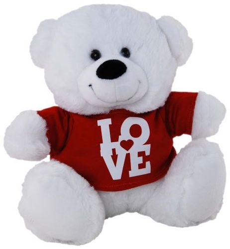 BEAR WHITE LOVE (BLOCK) SHIRT 30CM