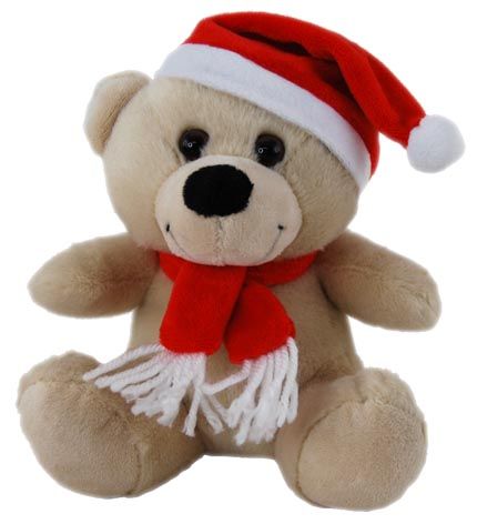 CHRISTMAS BEAR PLAIN HAT 15CM