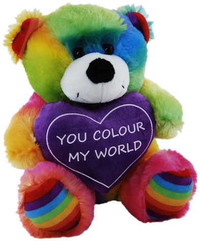 BEAR JELLY W/HEART 23CM - RAINBOW